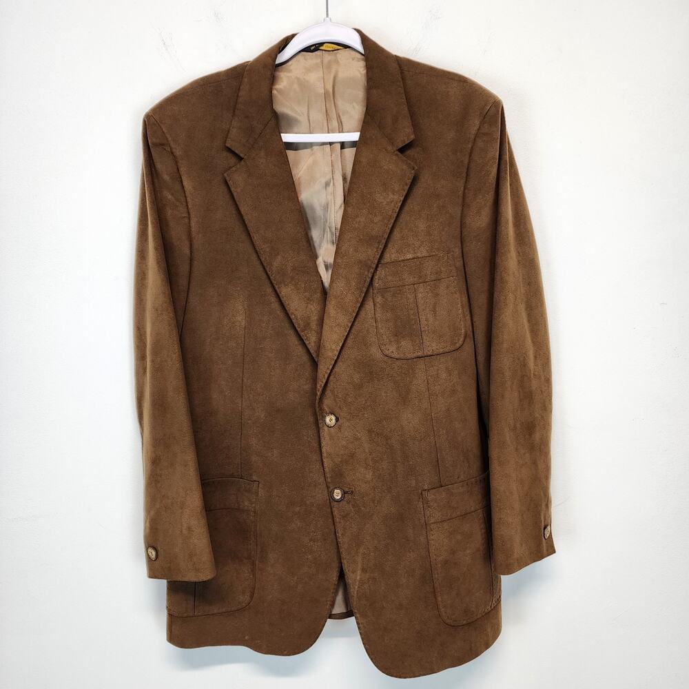 Kingsridge Mens Suede Sport Coat Blazer 44 Dark Brown Single Breast Vintage